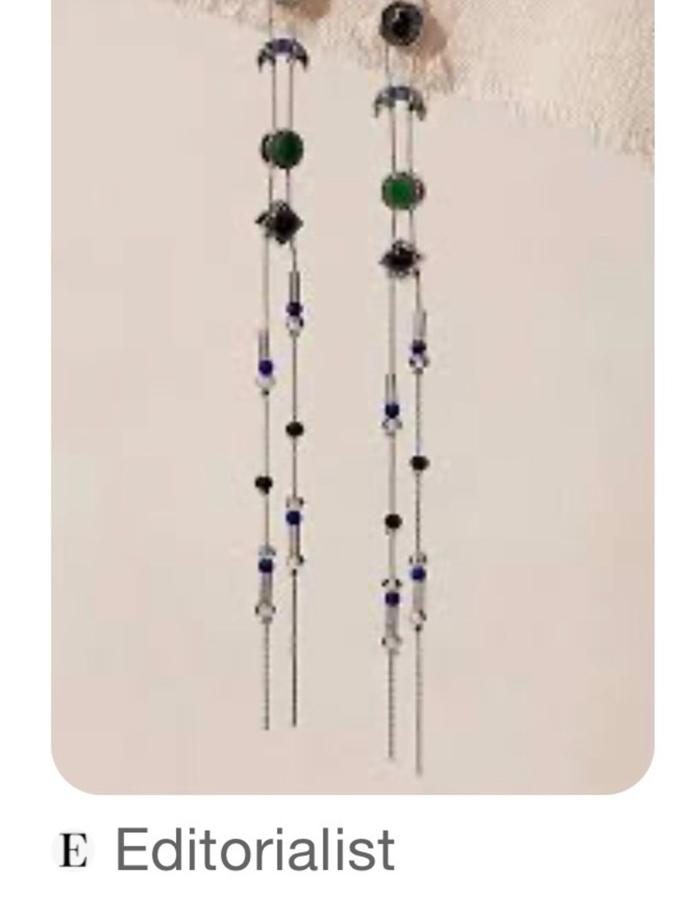 Free People LOT Long Beaded Dangle Earrings in Green&Blue 5 RINGS & leaf STUDS
